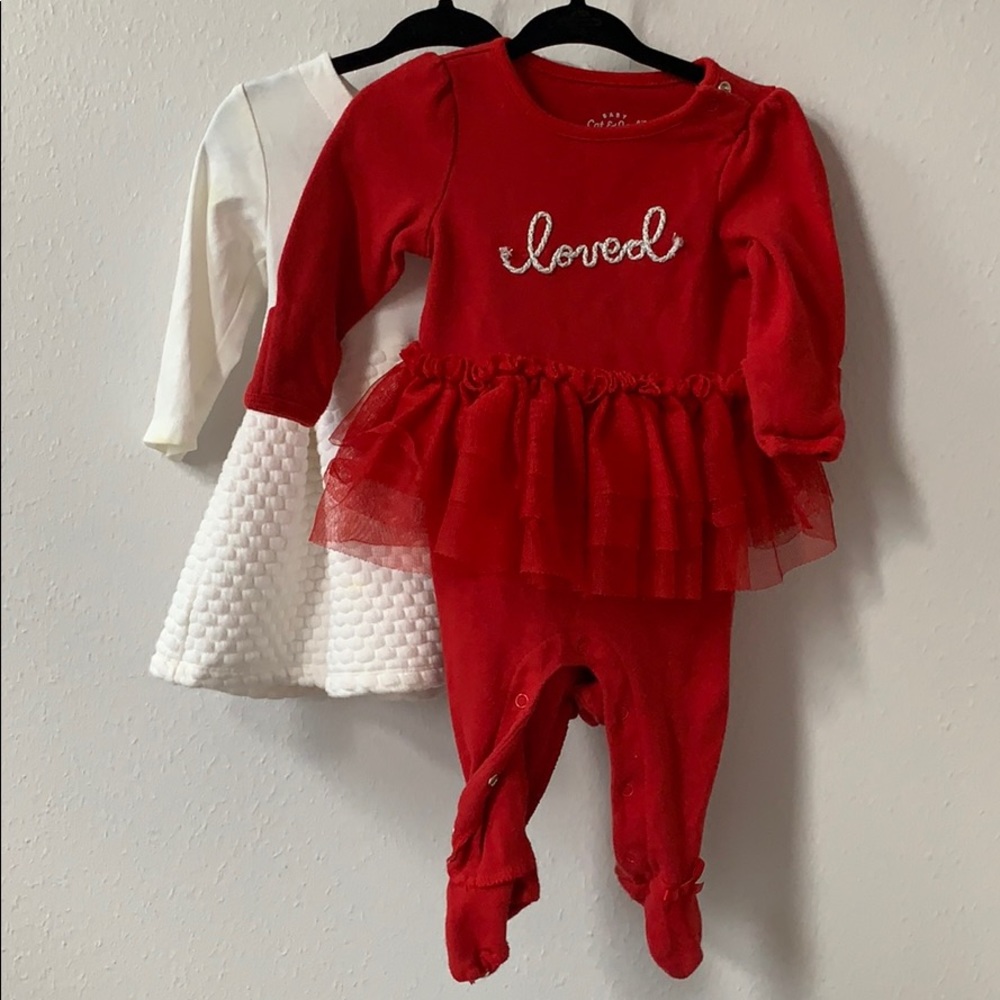 Baby Girl Dresses | 2x | White and Red | Loved